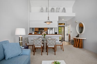 Dine, unwind, or plan your next adventure under the warmth of a pendant light and the spirit of ‘ALOHA’ overhead GCH-120