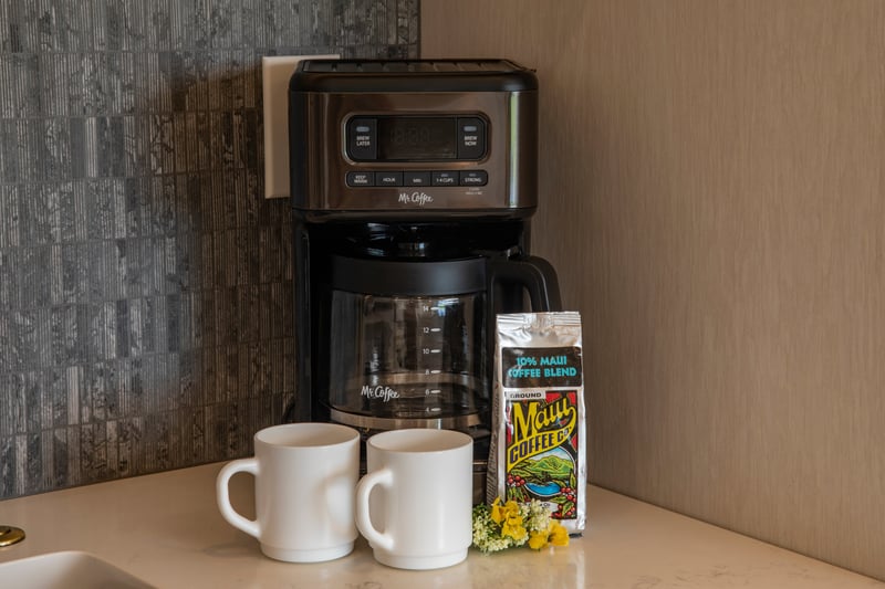 Brew a perfect morning with Maui coffee, and toast to your tropical stay with sparkling water and citrus cheer
