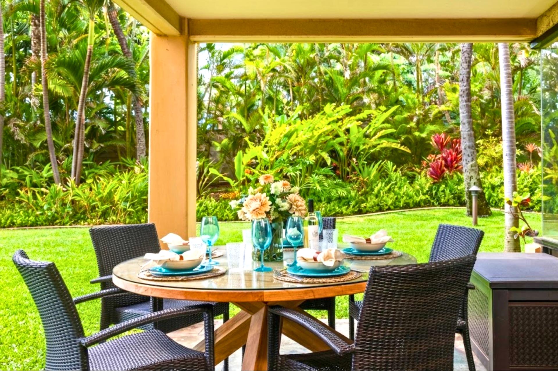 Your morning coffee has never had it so good—served steps from the sand, framed by swaying palms and blooms
