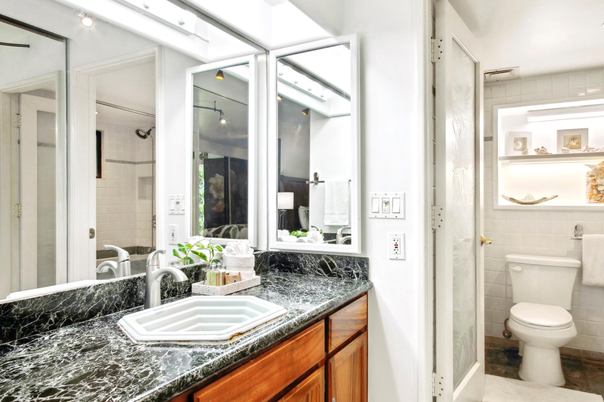 Where mineral hues meet clean design—an understated nook to reset, reflect, and rinse off the day

