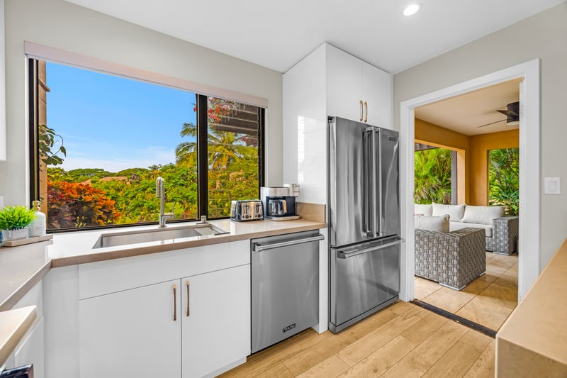 Prepare meals while soaking in peaceful garden views