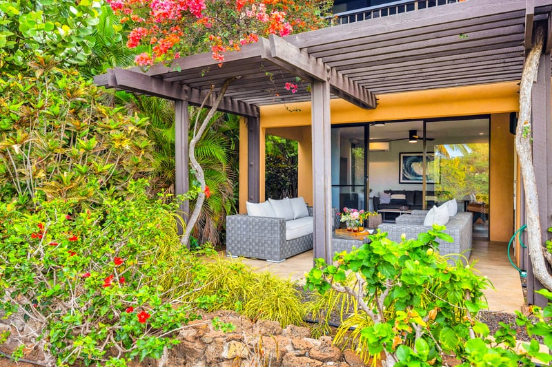 Step outside and breathe in the warm tropical air surrounded by lush greenery