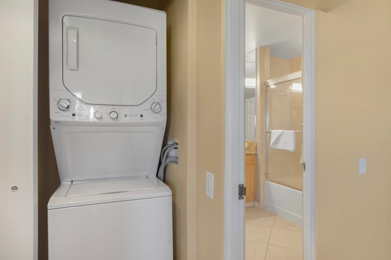 Meticulously integrated, this washer-dryer combo turns your Airbnb into a seamless sanctuary of utility