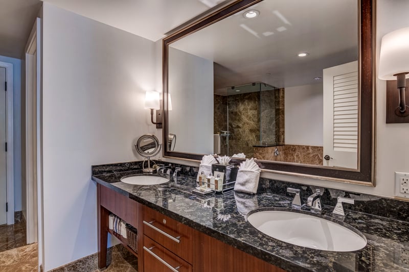 Polished finishes give this guest bath a refined feel
