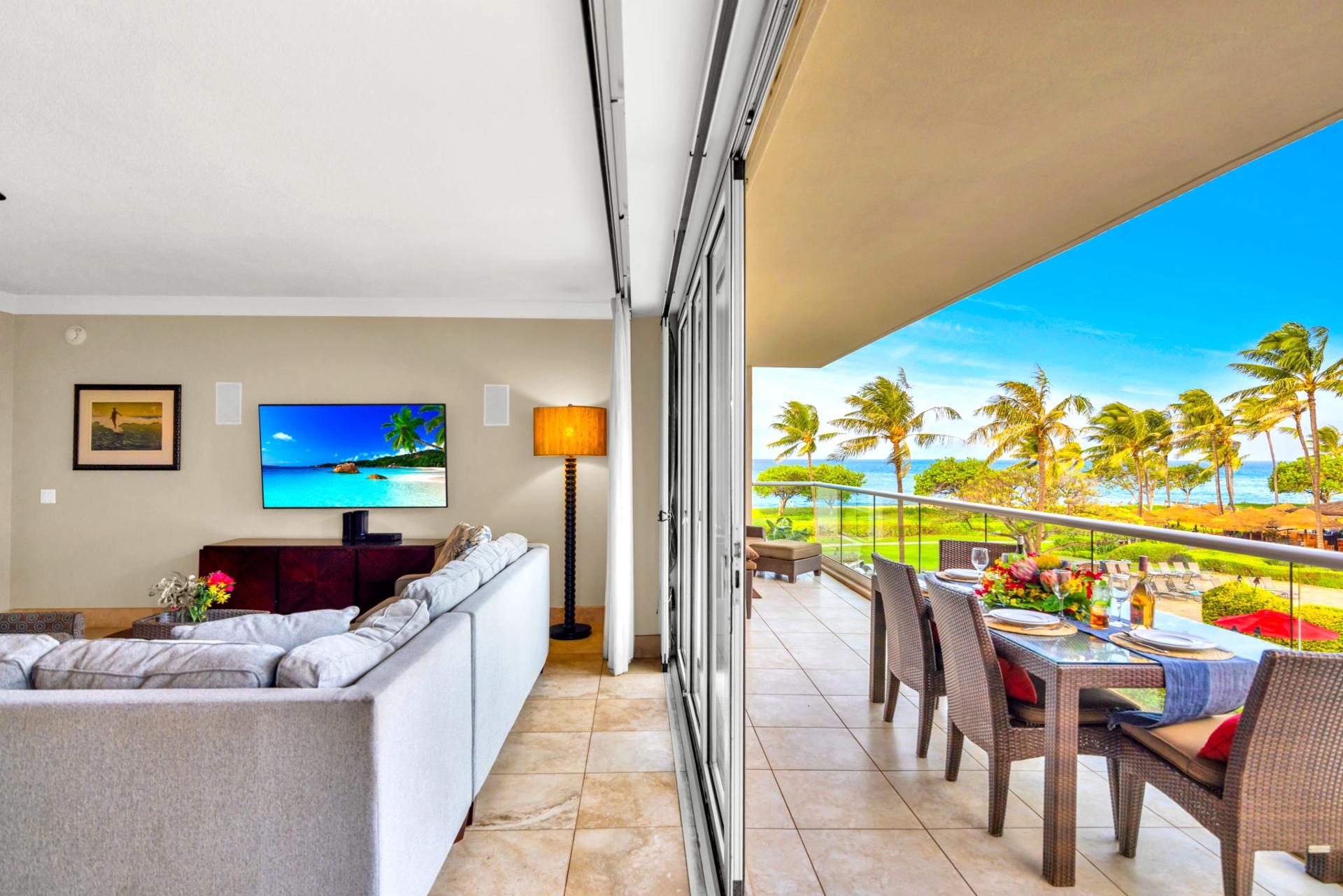 Open-concept living space connects to the balcony, making lounging or entertaining easy and breezy. HKH-203