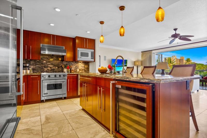Generous island and full suite of appliances make this kitchen perfect for in-unit meals.