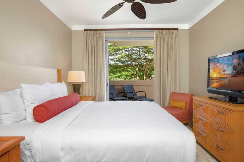 Cozy island retreat with private lanai and tropical TV views.