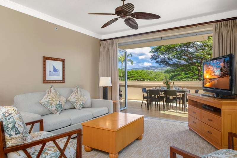 Cozy, open-concept living space flowing straight to paradise. HKH-222