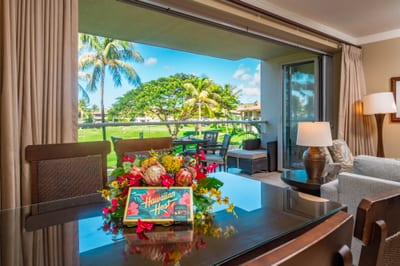 Dining area beside the lanai brings in garden views and natural light for every meal.
