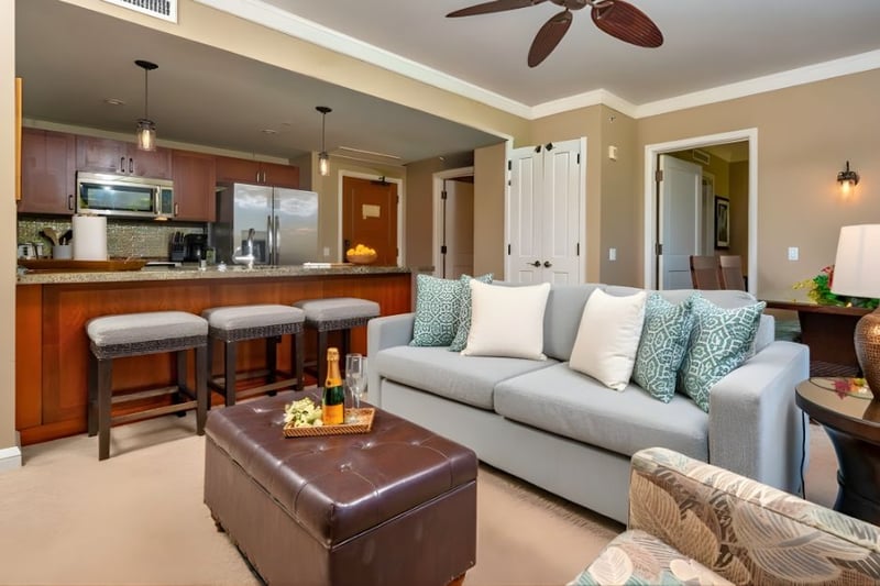 Spacious open layout connects kitchen, dining, and living for seamless vacation living.