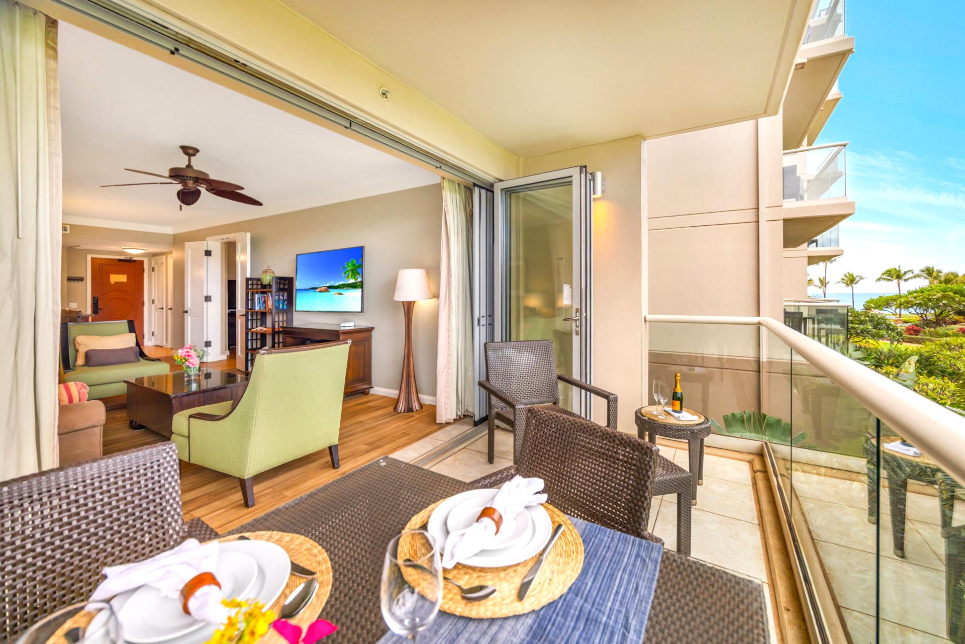 Indoor-outdoor living is easy with direct lanai access and plenty of natural light streaming into your living area.