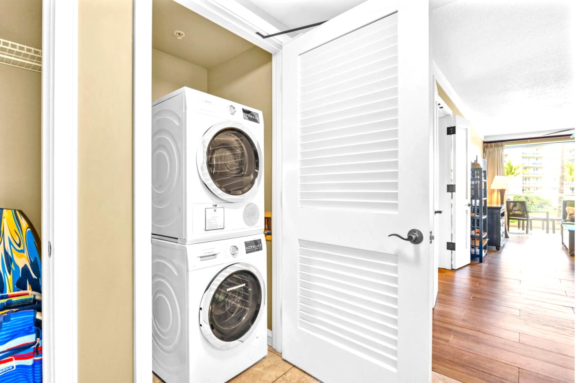 In-unit laundry with full-size washer and dryer lets you pack light and stay fresh during your stay.
