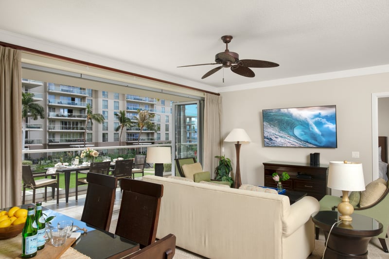 Gather in style beneath vaulted ceilings and calming neutral tones