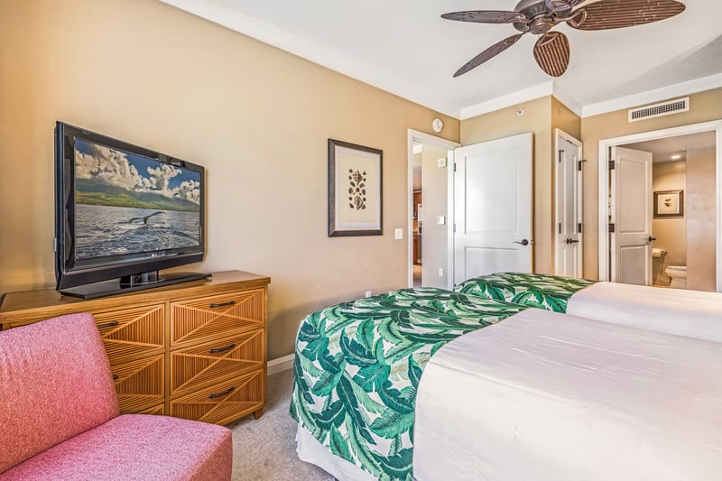 Relax in comfort with ceiling fan breezes and cozy surroundings
