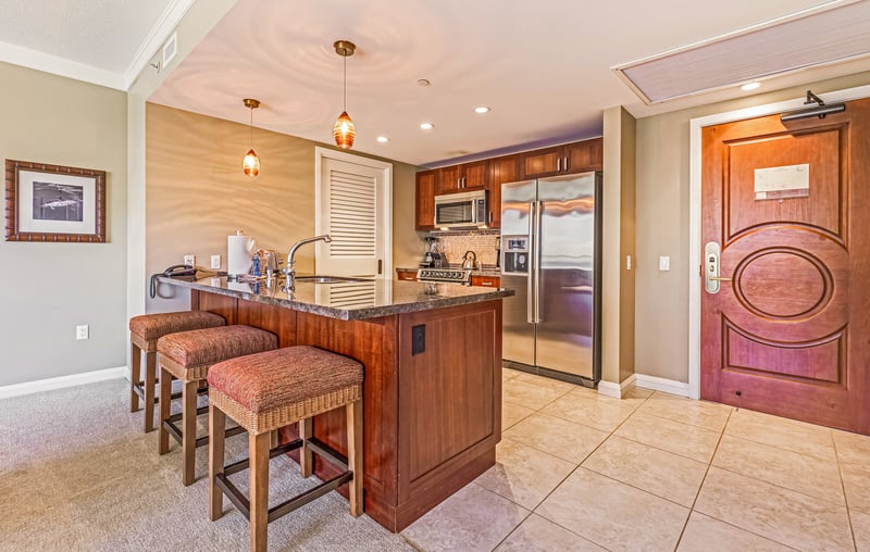 Open-concept design lets you cook with a view and company too