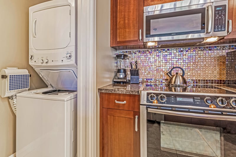 Washer and dryer tucked neatly for everyday ease