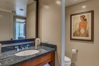 Luxury continues into the bathroom with high-end finishes