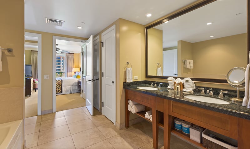 Start and end your day in this elegant, spa-inspired space