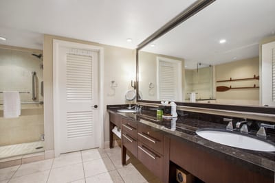 Plenty of space and style for guests to get ready in comfort