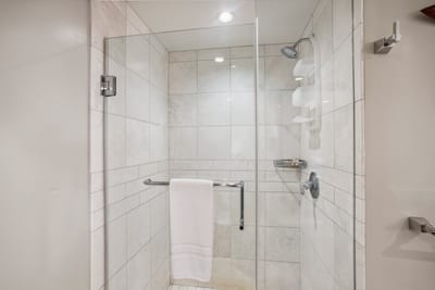 A sleek guest shower designed for ease and convenience