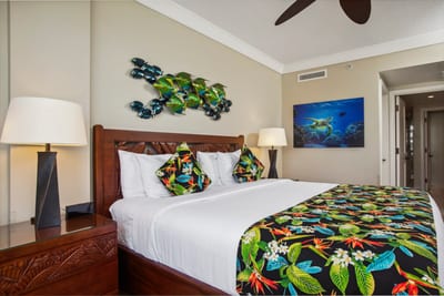 A vibrant and comfortable guest room made for relaxation
