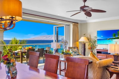 Thoughtfully placed dining area keeps everyone connected between kitchen, living, and lanai. HKH-504