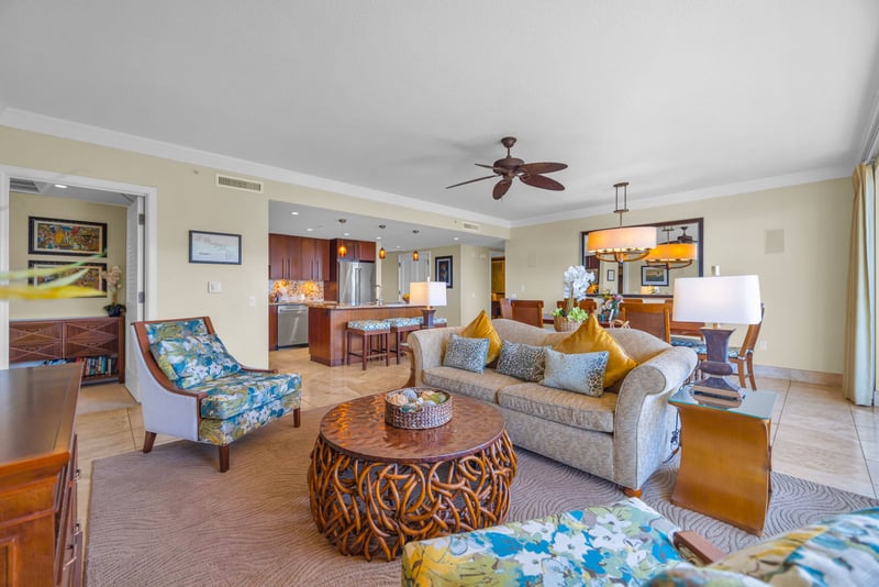 Comfortable seating and open layout invite relaxation after a day of island adventure.