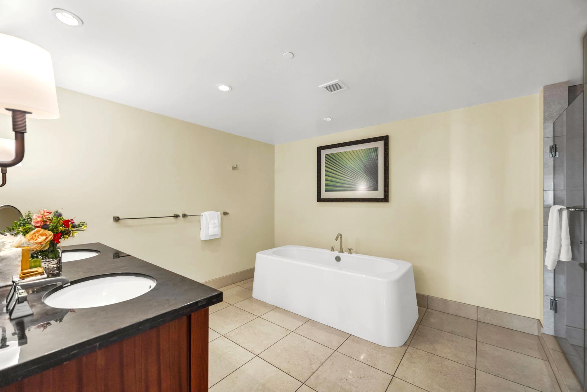 Additional view of guest bath showing layout and direct bedroom access.
