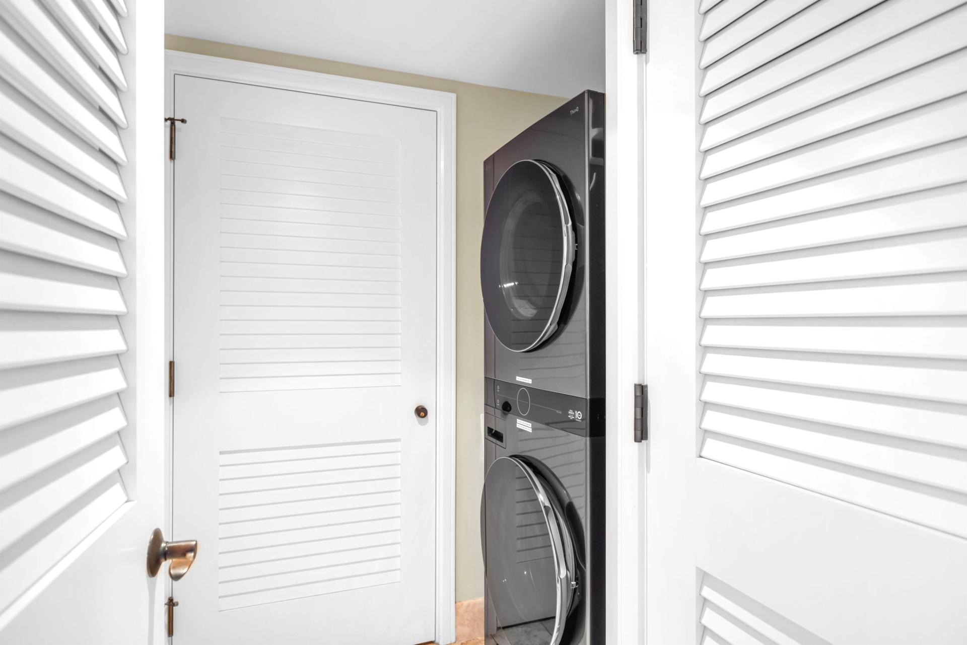 In-unit washer and dryer provide convenience for extended stays.