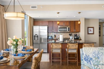 Your open dining area sits beside the kitchen and living room, creating an inviting place to gather for meals, conversation, and shared vacation moments. HKH-515
