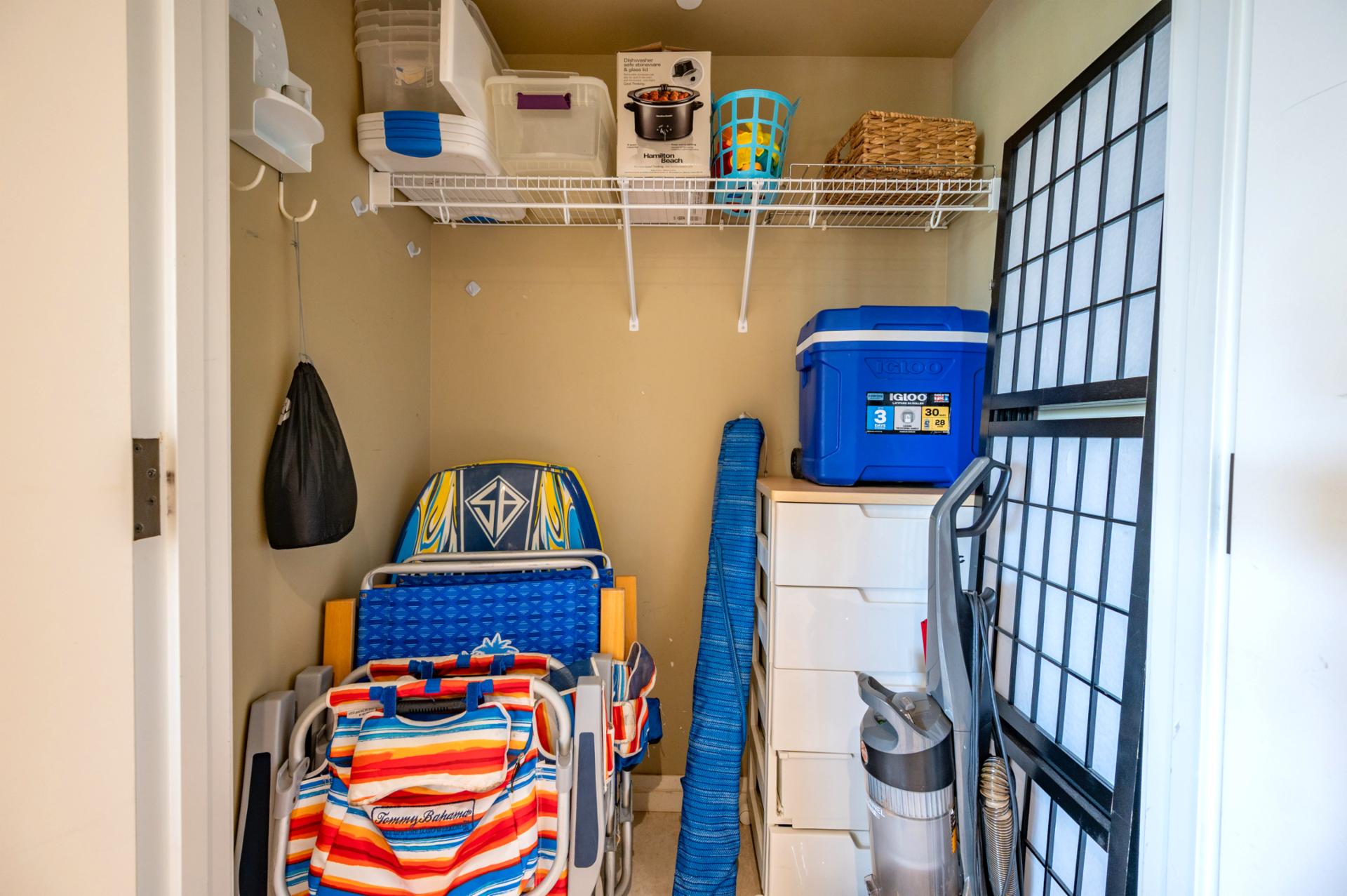 This vacation rental is fully stocked for beach days, complete with chairs, boogie boards, a cooler, and more. Just grab and go!
