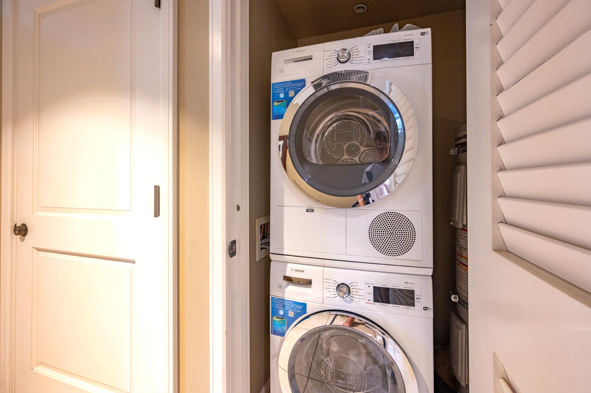 Convenient in-unit Bosch washer and dryer make it easy to pack light and stay fresh throughout your Maui stay.