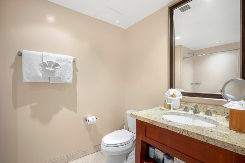 Sleek surfaces and soft lighting create the perfect refresh zone HKH-524