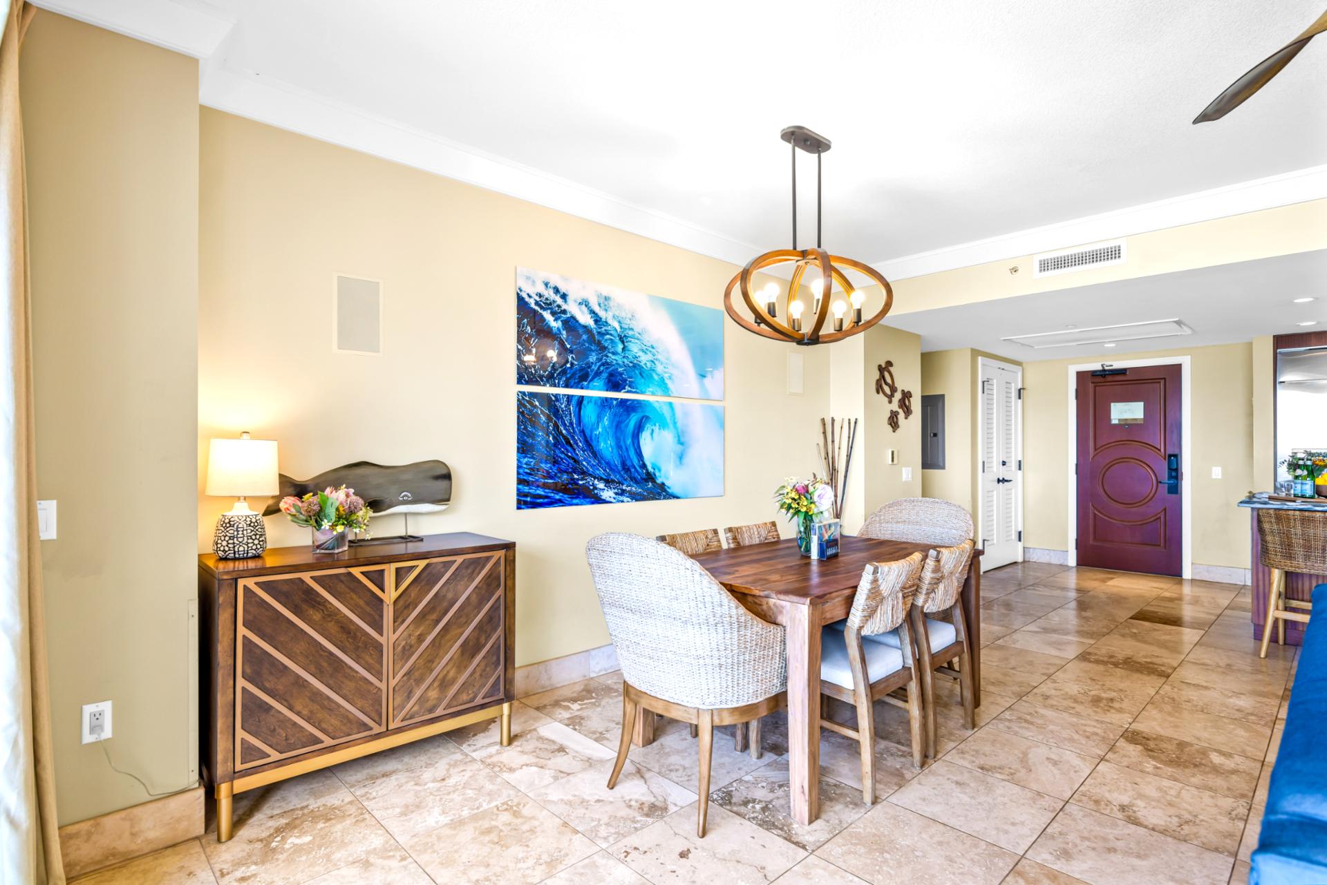 Tucked just off the entry, your dining table for four is a comfortable spot for meals and planning island adventures.