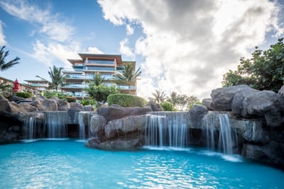 Luxury waterfall to swim through, perfect for relaxation