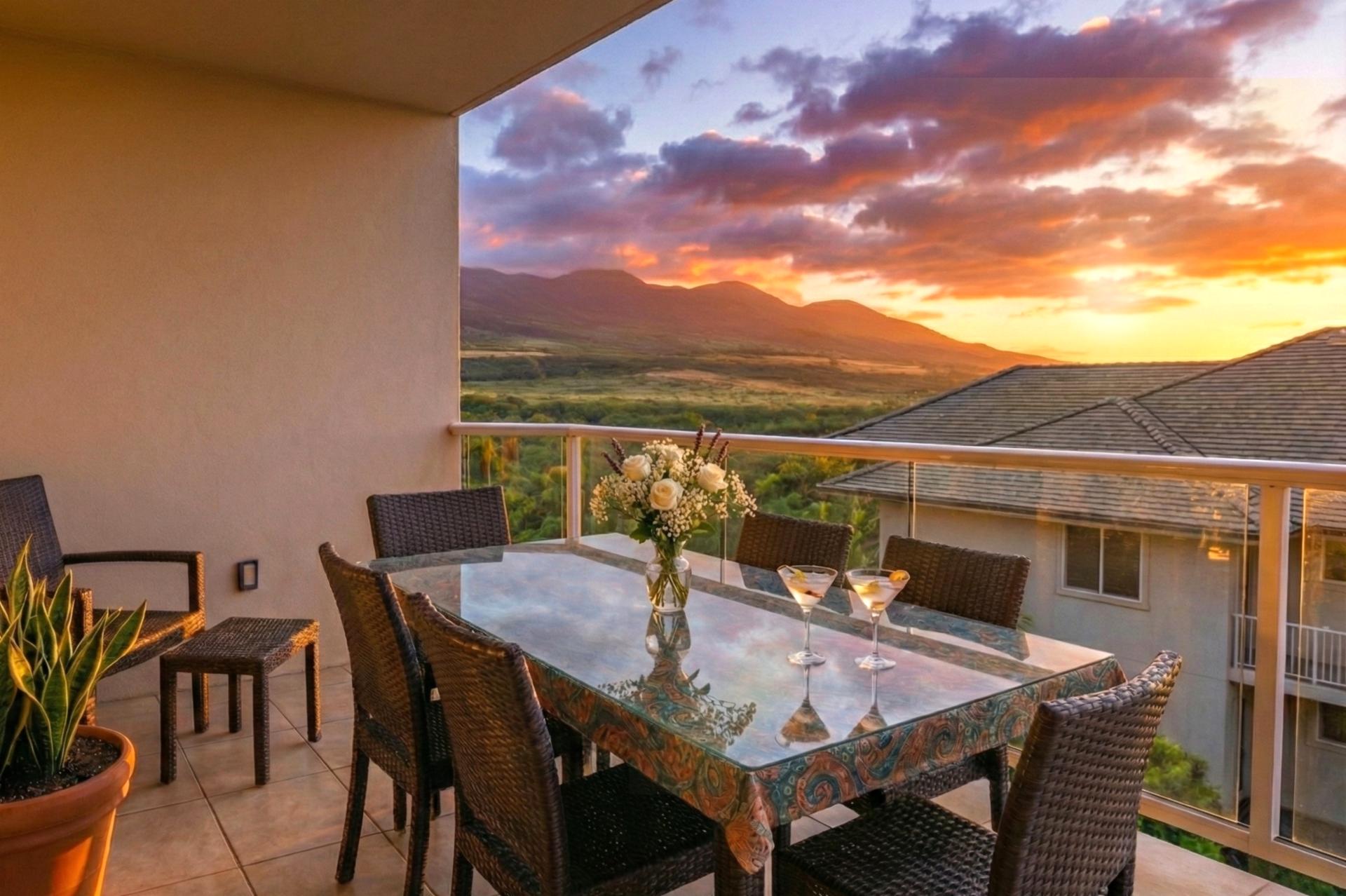 Relax on your private lanai with a nightcap as the sun beautifully sets over the West Maui Mountains