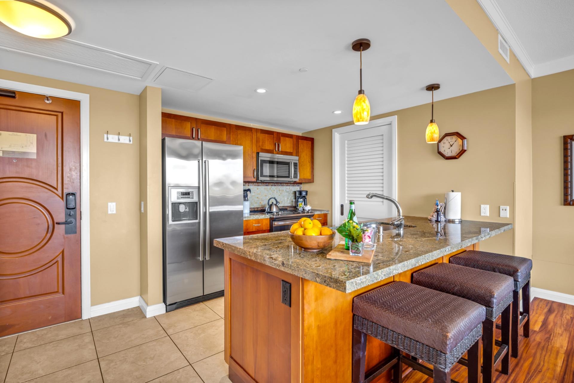 A modern kitchen designed for shared moments and convenience