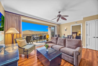 Spacious living room that flows effortlessly into vacation mode