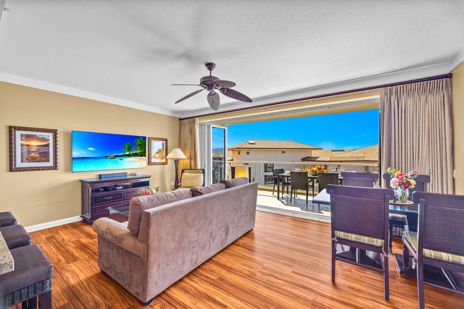 Settle into an open living room filled with natural light