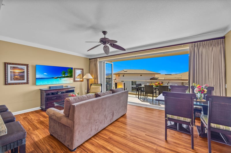 Settle into an open living room filled with natural light