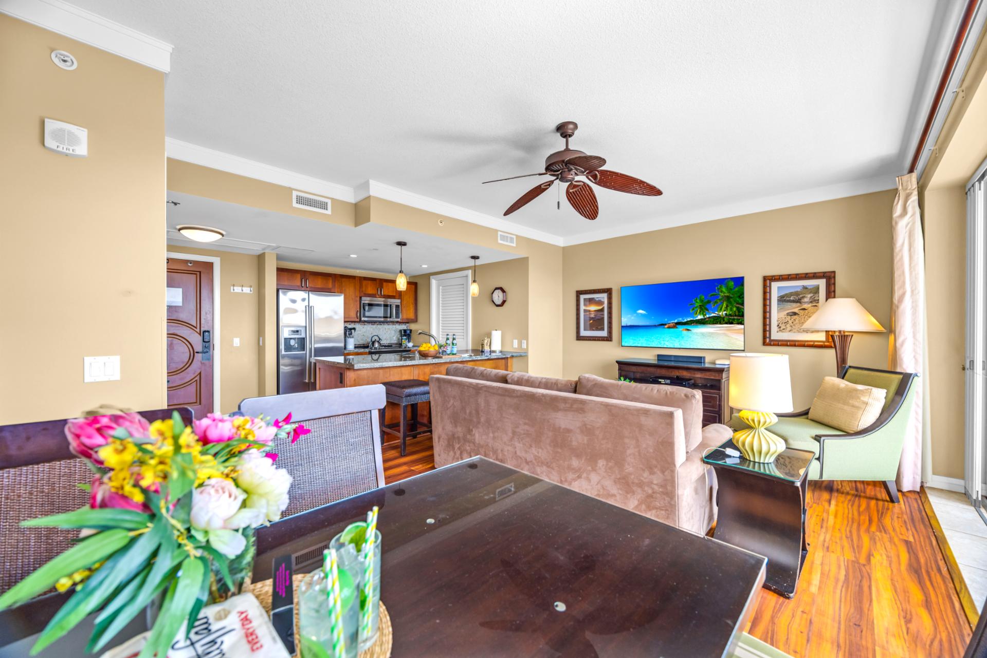 Enjoy meals together in a warm and inviting dining space