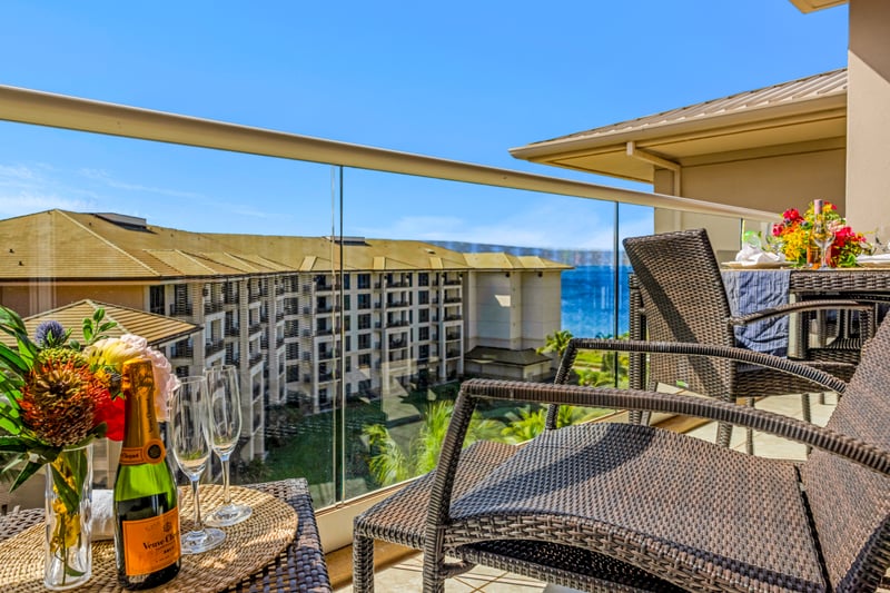 Relax outdoors with views overlooking the resort and coastline