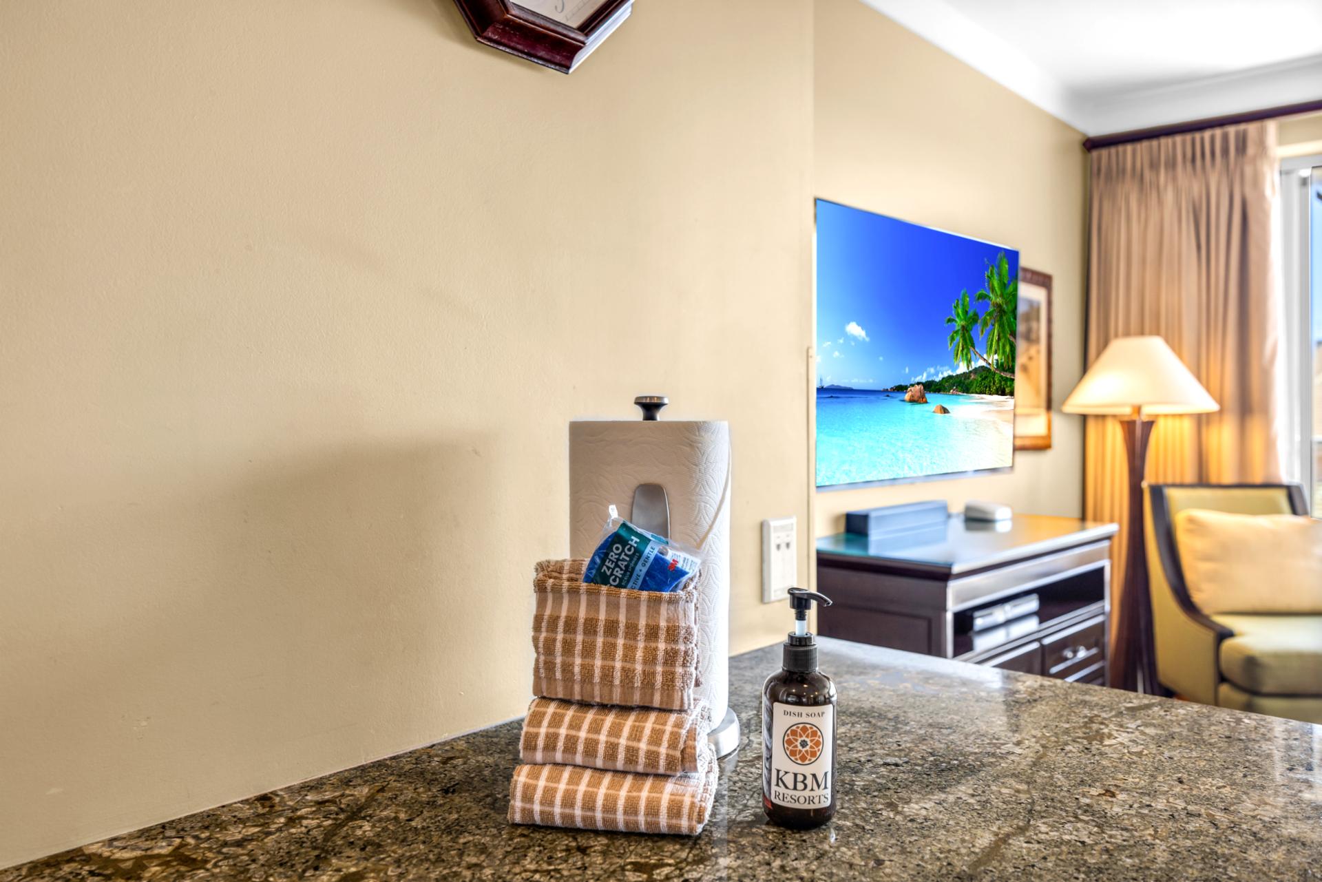 A stylish kitchen ready for easy vacation meals