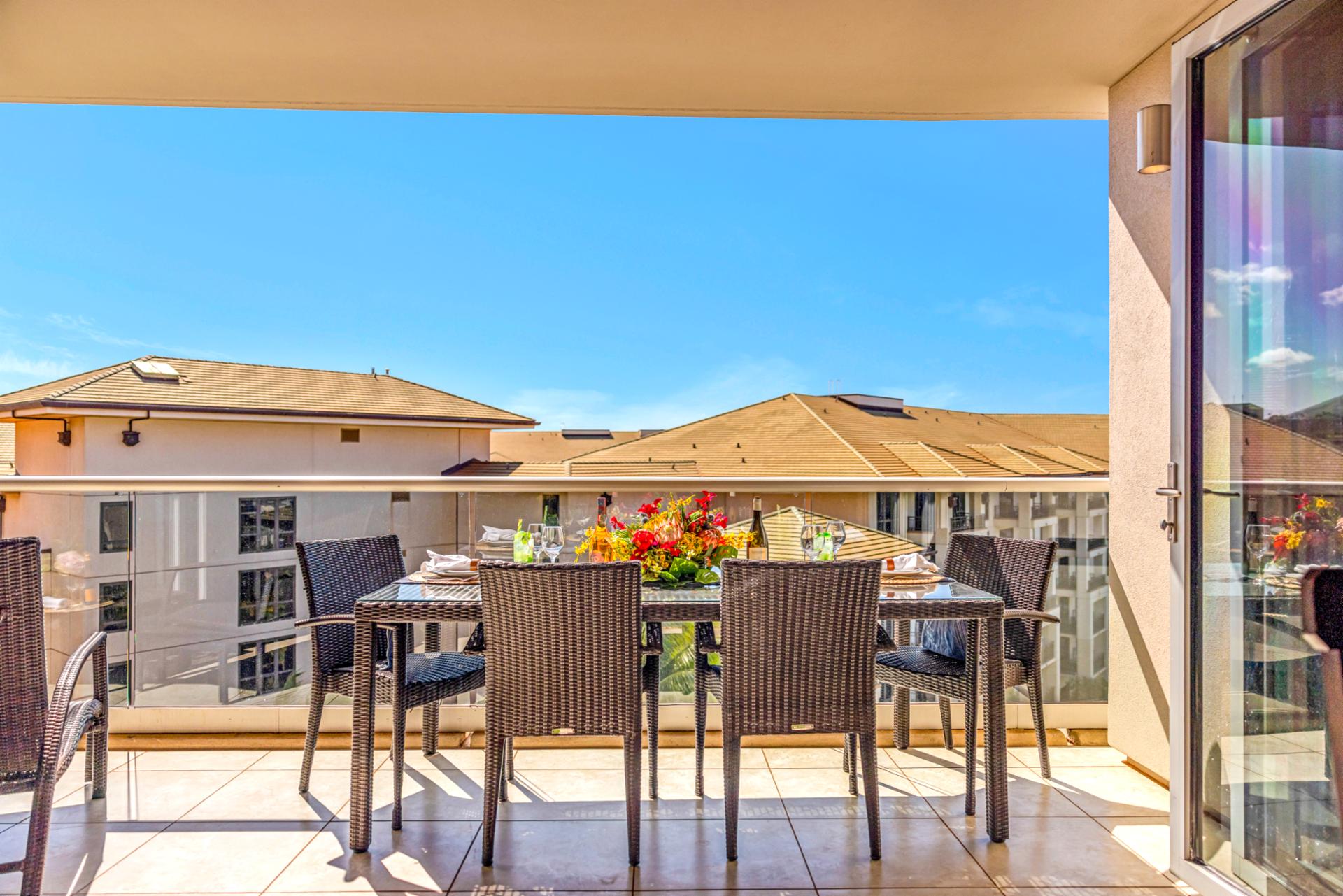 A sunny lanai perfect for morning starts and evening wind downs