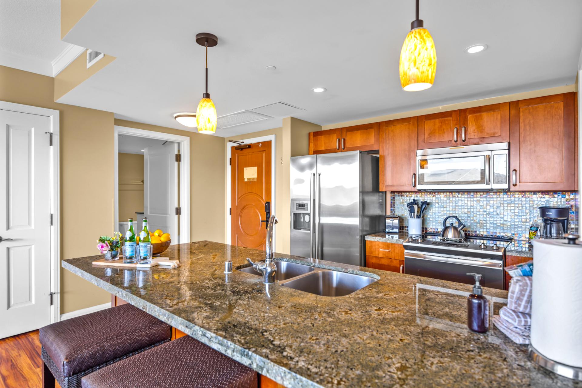 Open kitchen layout perfect for entertaining and relaxing