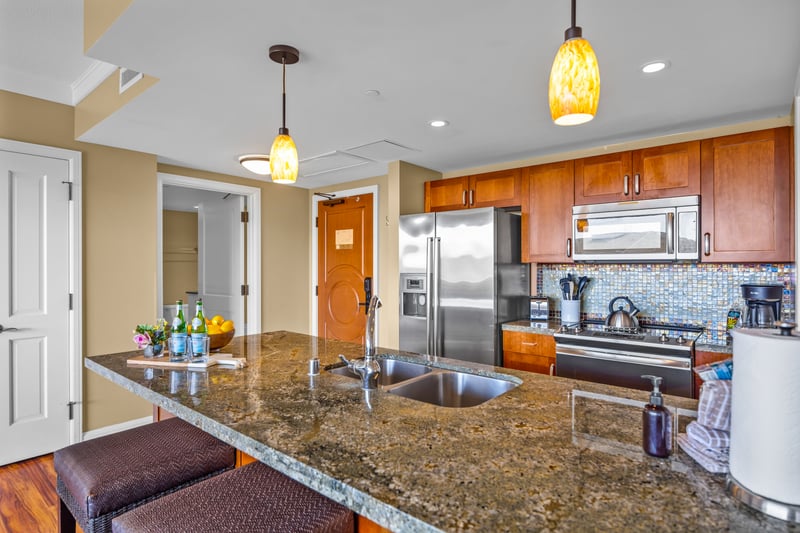 Open kitchen layout perfect for entertaining and relaxing