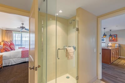 Enjoy a spa-inspired bath experience with walk-in shower, plush towels, and a view to your master retreat