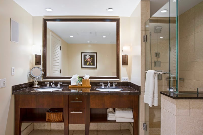 Chic and functional guest bath with a refreshing vibe perfect for your island getaway 