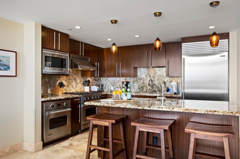 Spacious kitchen with a breakfast bar for casual mornings 