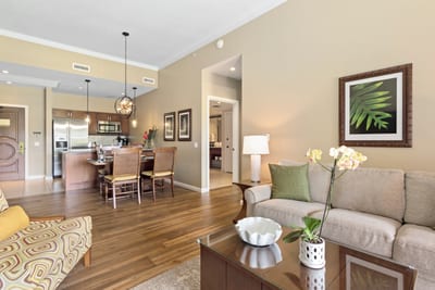 Modern elegance and island charm blend seamlessly in open-concept living.